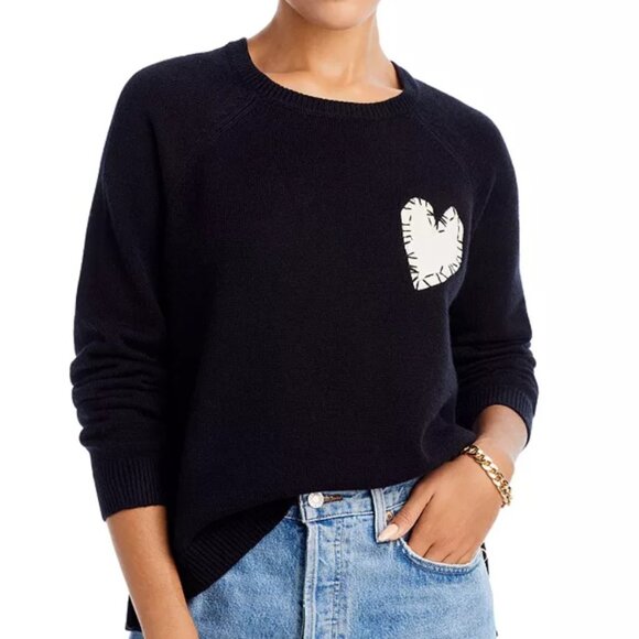 AQUA X KERRI ROSENTHAL Heart Patch Oversized Sweater, sz XS - Picture 1 of 6